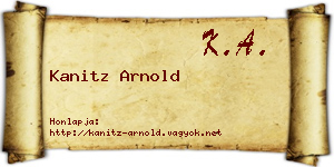 Kanitz Arnold névjegykártya